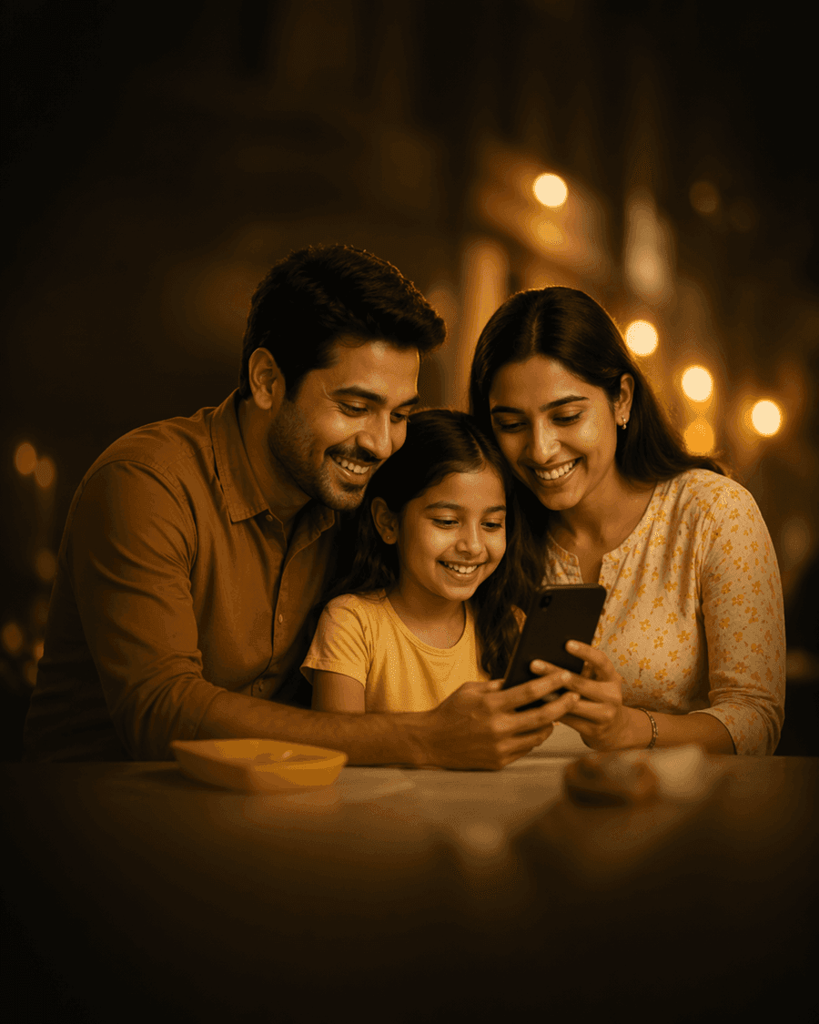 Sri Lankan family using the MR.UP app together